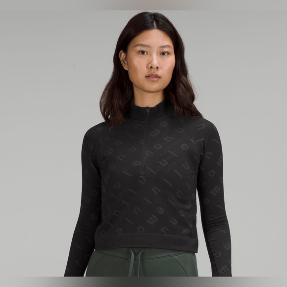 lululemon athletica Tops - SOLD!!!NWT Lululemon Restless Cropped Half Zip | Black logo/Graphite Grey